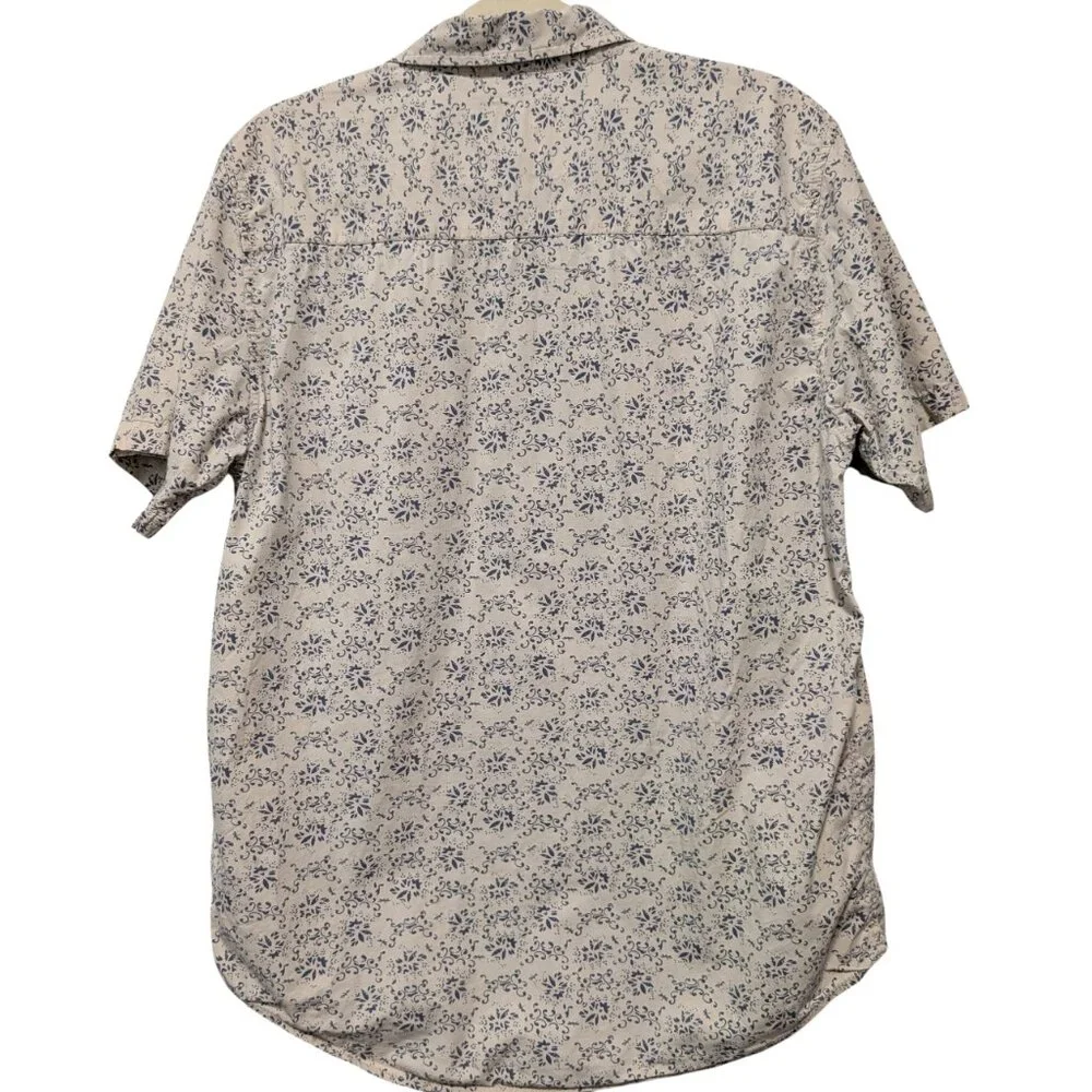 Christian Audigier Mens Size L White Blue Abstract Floral S/S Button Up Shirt - Picture 3 of 11